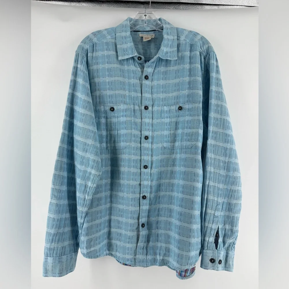 Carbon 2 Cobalt  Men’s Blue Sea‎ Change Chambray Patchwork Madras Gauze size M - Picture 2 of 14